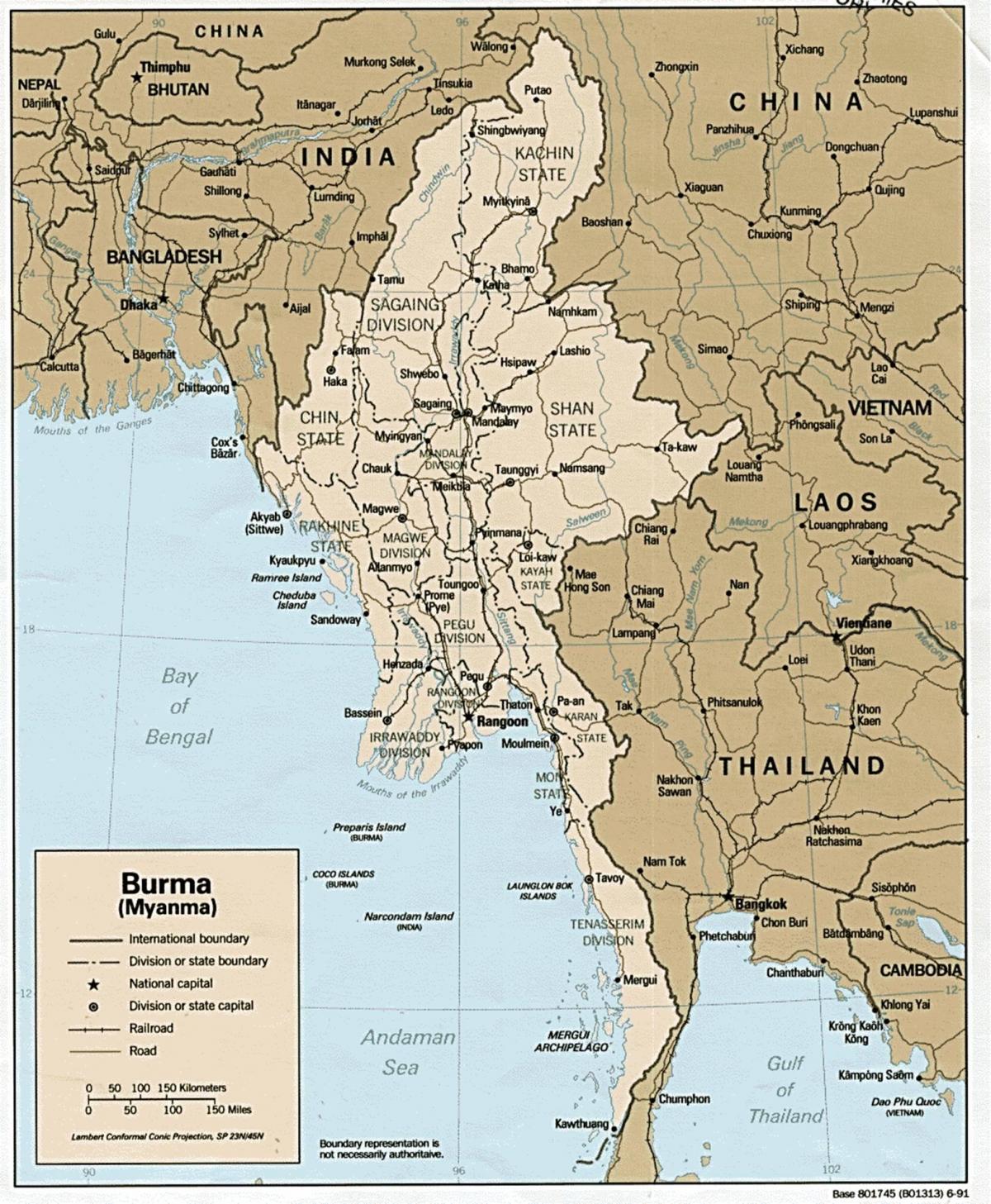 yangon Бурма мапа