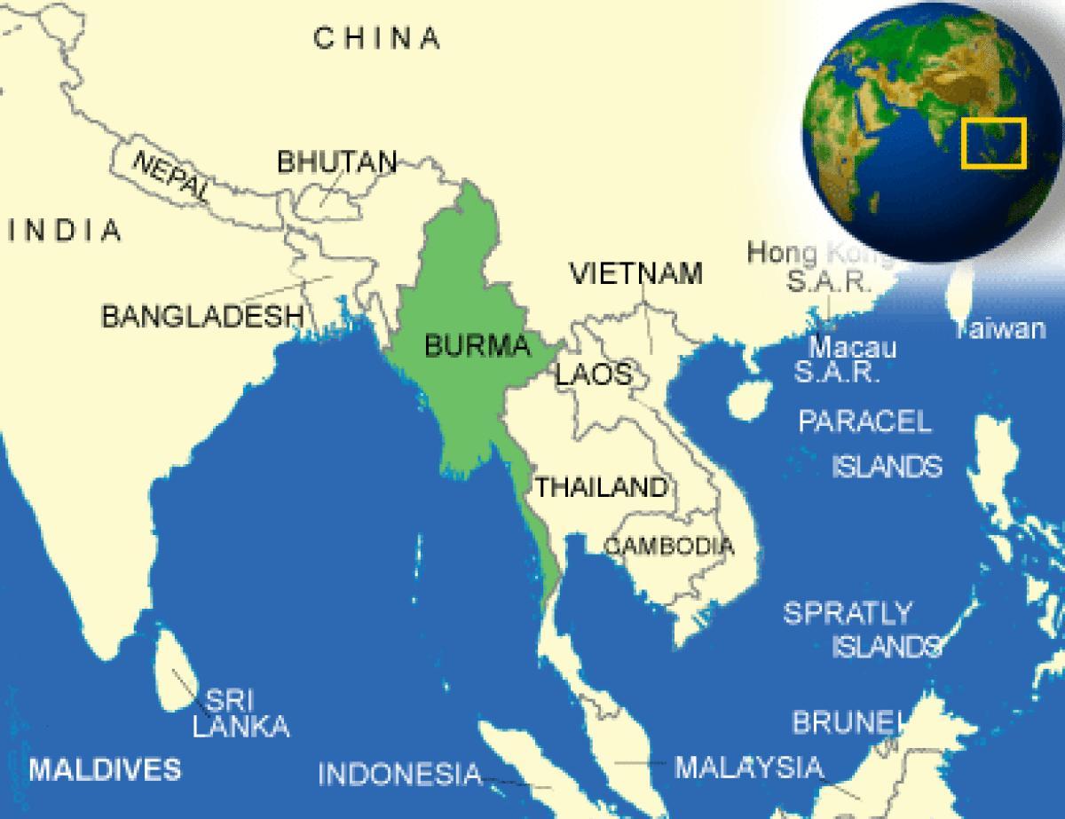 Бурма или Мјанмар мапа
